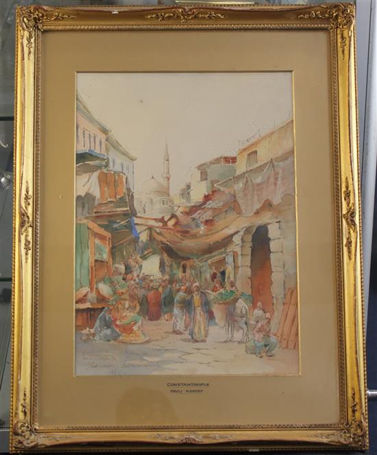 J. Pavlikevitch Street scene, Constantinople - Pavli-Kareef, 16 x 11.75in.